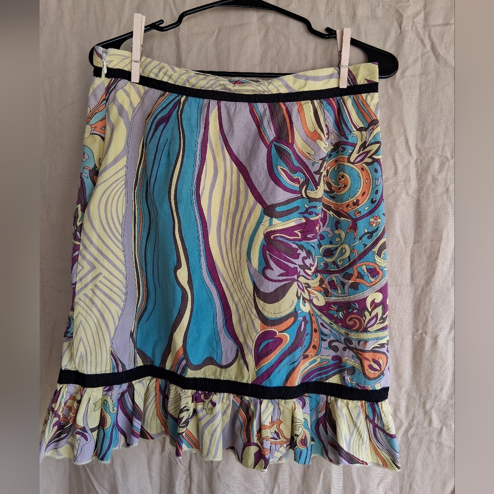 DownEast Vibrant Patterned Midi Skirt